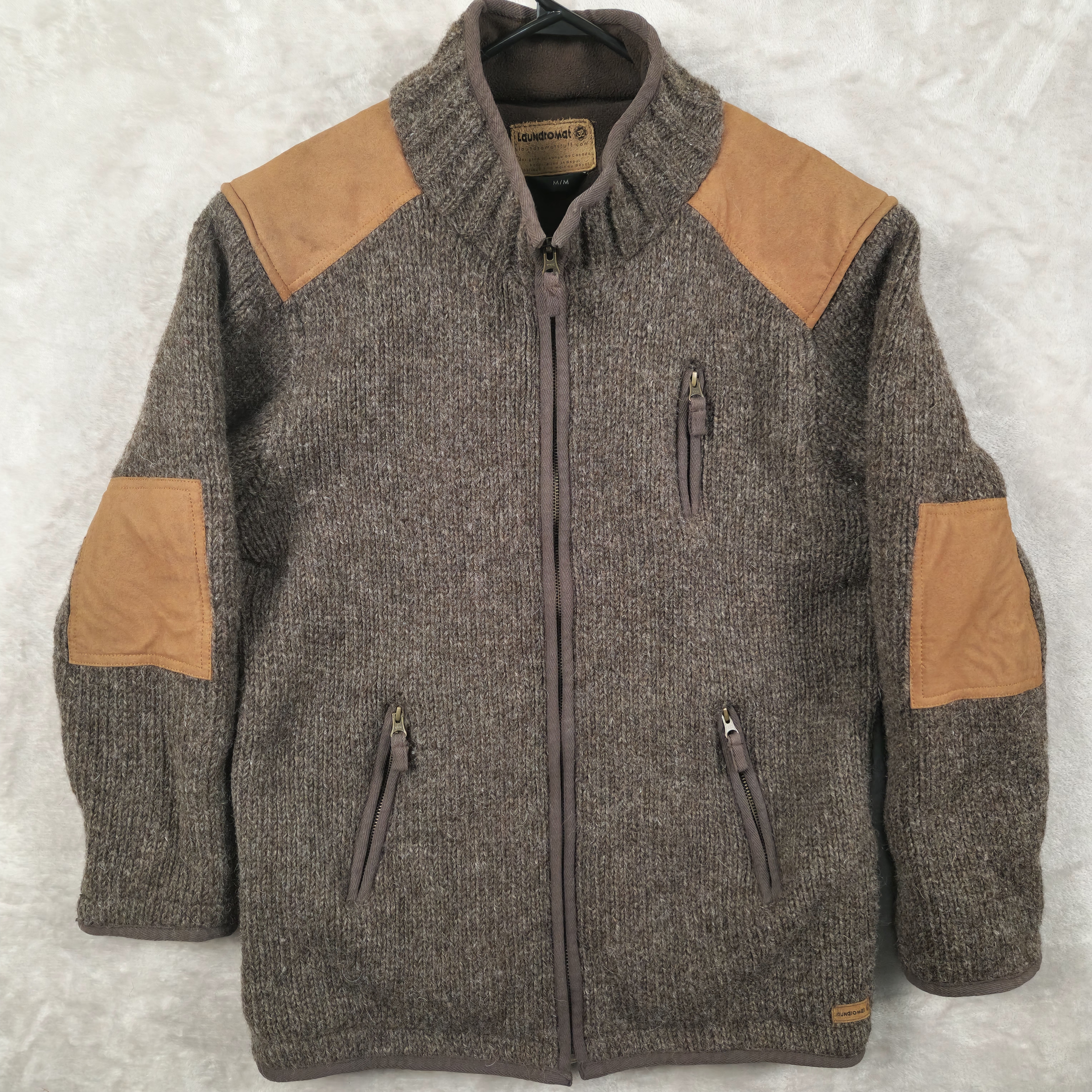 Laundromat Cardigan Sweater Men's Size M Made In Nepal 100% Wool